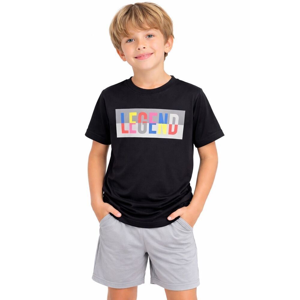 Xersion Quick-Dri Boys Legend Graphic Tee Black Athletic Shirt XS 6-7
